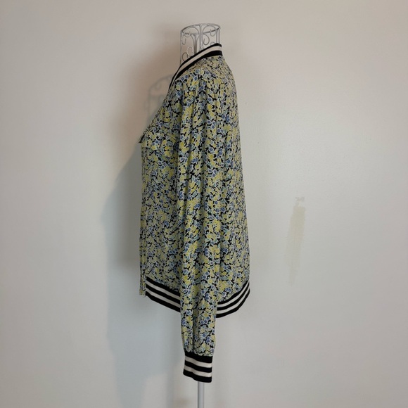EQUIPMENT FEMME 100% Silk Floral Lined Bomber Jacket Full Zip Casual Comfort XS - Picture 7 of 11